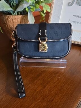 Dooney & Bourke Vintage Signature Monogram Flap Wristlet
